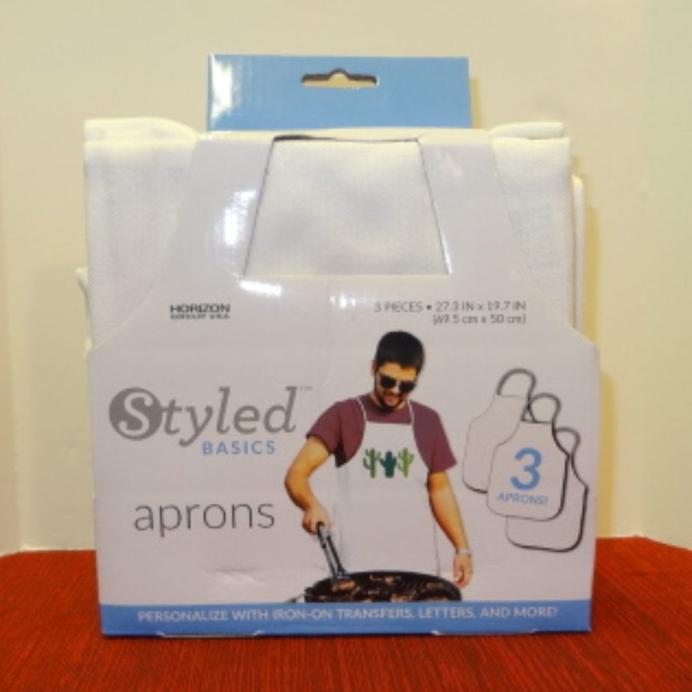 White Basic Blank Aprons, Pack of 3